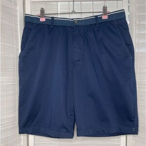 Hugo Boss Blue Regular Fit Mid Rise Cotton Blend Shorts Button Fly Size 33